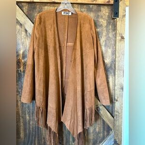 Faux Suede Fringe Light Jacket Sized L